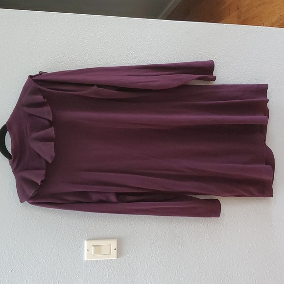 Tahari Purple Ruffled Longline Cardigan - Picture 7 of 8